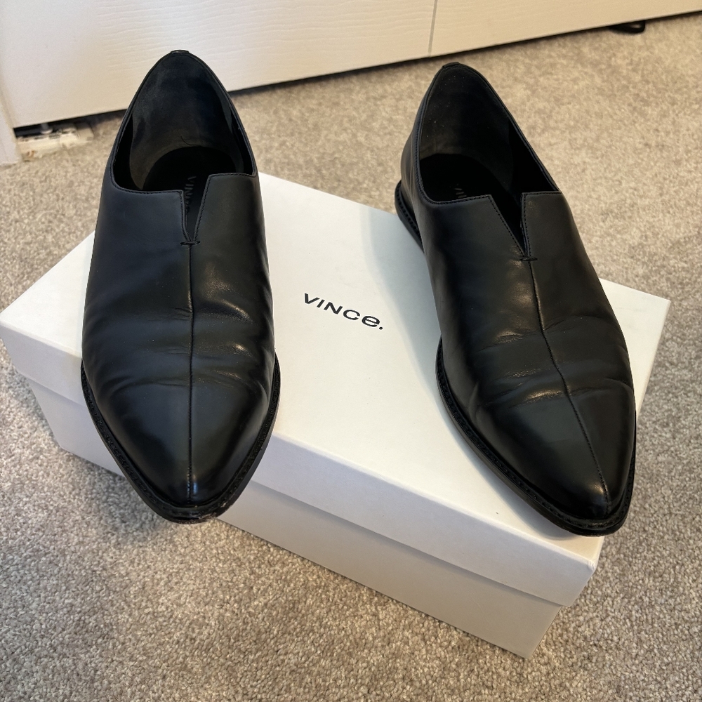 Vince Black Leather Flats